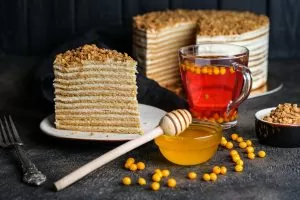 Homemade honey cake.